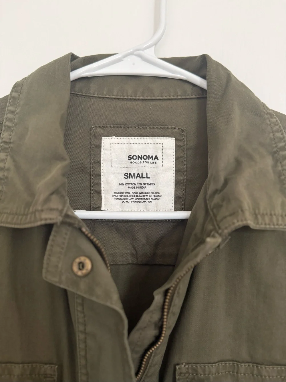 Sonoma Olive Utility Jacket with Drawstring Waist